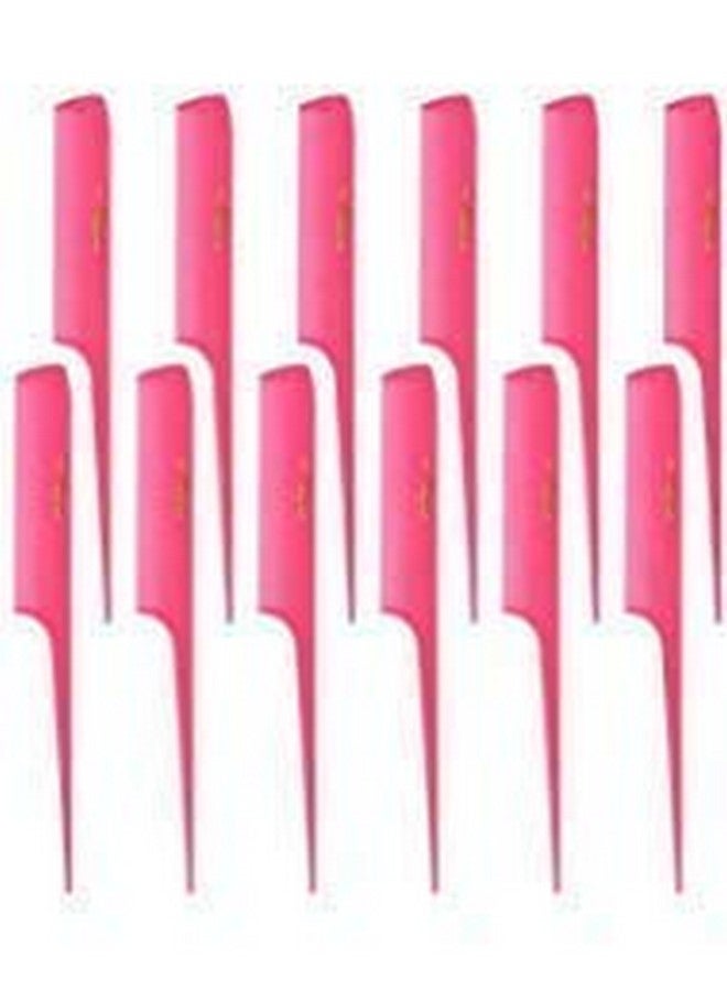 Krest Cleopatra 81/2 Inch Rattail Combs Extra Fine Tooth. Rat Tail Comb Model 441. Color Neon Pink. 1 Dozen.