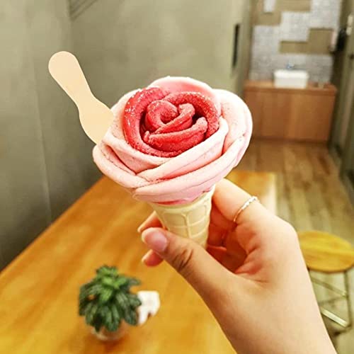 Gmark 3 inch Ice Cream Spoon Tasting Spoon Wooden Individual Wrapped 100/Bag GM1037 - Image 2