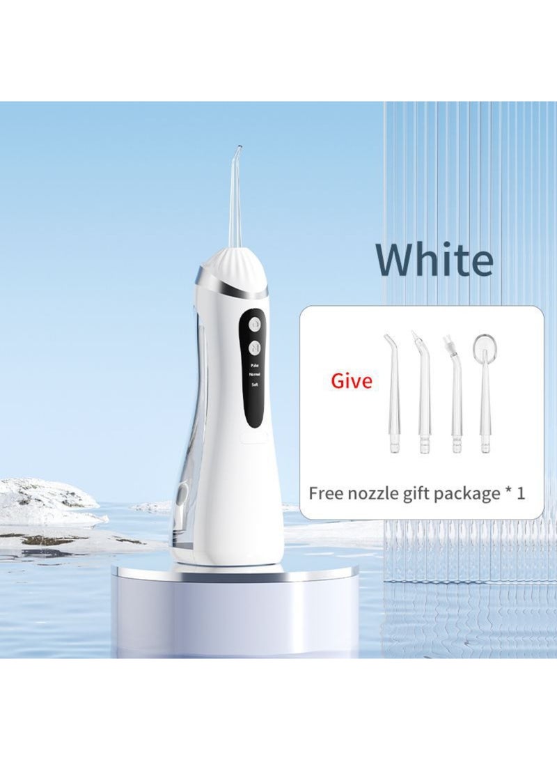عربست طقم خيط تنظيف الأسنان الكهربائي، يحتوي على خيط تنظيف الأسنان الكهربائي المائي المحمول للأسنان وخيط تنظيف الأسنان القابل لإعادة الشحن ， مع خزان مياه تلسكوبي، خيط تنظيف الأسنان المقاوم للماء IPX7 (أبيض) - Image 1