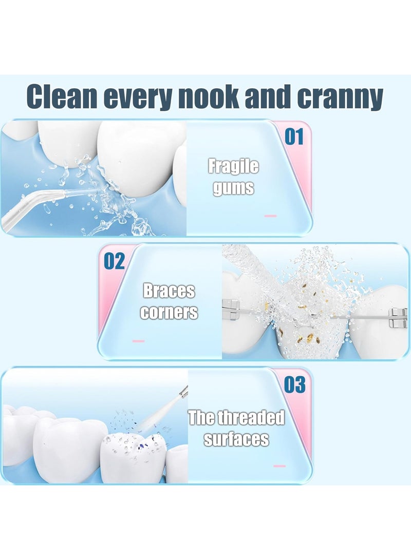 عربست طقم خيط تنظيف الأسنان الكهربائي، يحتوي على خيط تنظيف الأسنان الكهربائي المائي المحمول للأسنان وخيط تنظيف الأسنان القابل لإعادة الشحن ， مع خزان مياه تلسكوبي، خيط تنظيف الأسنان المقاوم للماء IPX7 (أبيض) - Image 5
