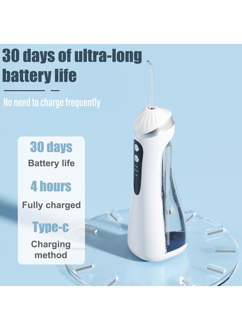 عربست طقم خيط تنظيف الأسنان الكهربائي، يحتوي على خيط تنظيف الأسنان الكهربائي المائي المحمول للأسنان وخيط تنظيف الأسنان القابل لإعادة الشحن ， مع خزان مياه تلسكوبي، خيط تنظيف الأسنان المقاوم للماء IPX7 (أبيض) - Image 2