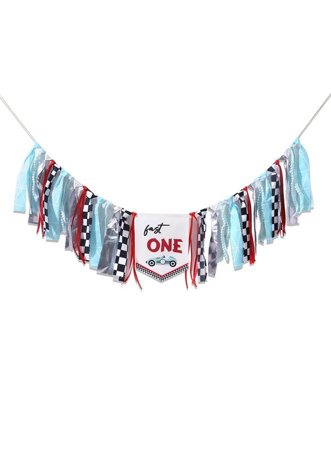 Agkvw Fast One High Chair Banner - 1st Birthday Race Car Theme Decor, Vintage & Retro Race Car Cake Smash Props - Image 3