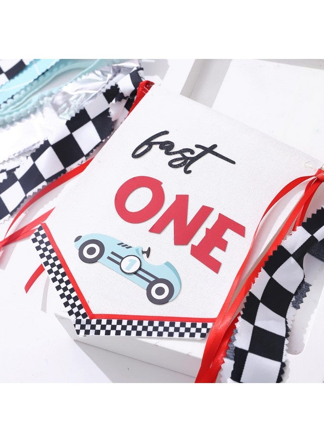 Agkvw Fast One High Chair Banner - 1st Birthday Race Car Theme Decor, Vintage & Retro Race Car Cake Smash Props - Image 5