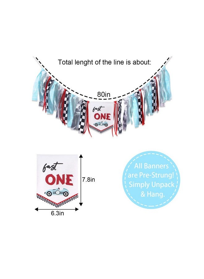 Agkvw Fast One High Chair Banner - 1st Birthday Race Car Theme Decor, Vintage & Retro Race Car Cake Smash Props - Image 4