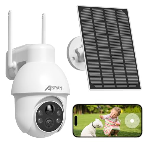 ANRAN 2K Solar Security Camera Outdoor Wireless WiFi Camera BatteryPowered with 360 PTZ for Home Security 3MP Color Night Vision PIR Motion Detection TwoWay Audio Compatible with Alexa - Image 1