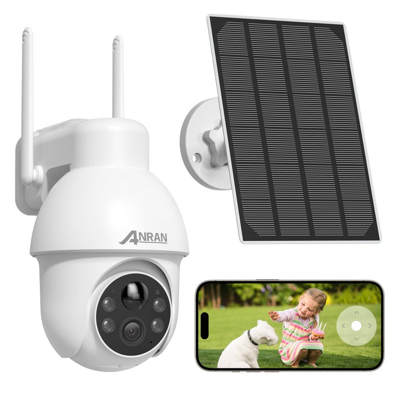 ANRAN 2K Solar Security Camera Outdoor Wireless WiFi Camera BatteryPowered with 360 PTZ for Home Security 3MP Color Night Vision PIR Motion Detection TwoWay Audio Compatible with Alexa - Image 2