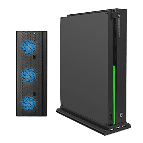 FASTSNAIL Vertical Cooling Stand Compatible with Xbox One X, Cooling Fan Stand Compatible with Xbox One X with 3 USB Ports and a Light Bar (Only Compatible with Xbox one X) - Image 1