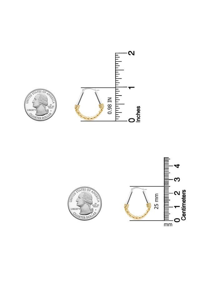 LeCalla 925 Sterling Silver Hoop Earrings for Women | Italian Design Classic Diamond-Cut Textured Hoops Earring | Women's Oval Drop Shape Silver Earring Jewelry, Small, Sterling Silver Yellow Gold - Image 4