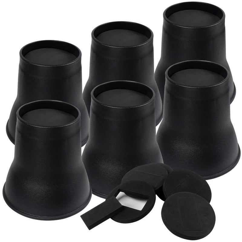 DEDU Bed Risers 6 Inch Heavy Duty 6 Pack Furniture Risers with Caster Pads Supports Up to 6600 Lbs Round Couch Risers for Sofas Desk Black