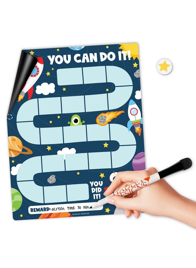 Hadley Designs Space Reward Chart For Kids Behavior Chart For Home - Kids Reward Chart Magnetic Responsibility Chart For Kids, Toddler Reward Chart For Toddlers 2-4 Years, Good Behavior Chart For Kids At Home - Image 1