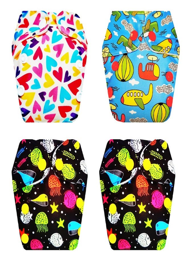 Dumbledo Premium Newborn Cloth Diaper with Integrated Insert (Pack of 4) | Hypoallergenic | Leakproof | Adjustable Snaps | Designed by Moms | 0 - 4 Months | Unisex Baby - Image 1