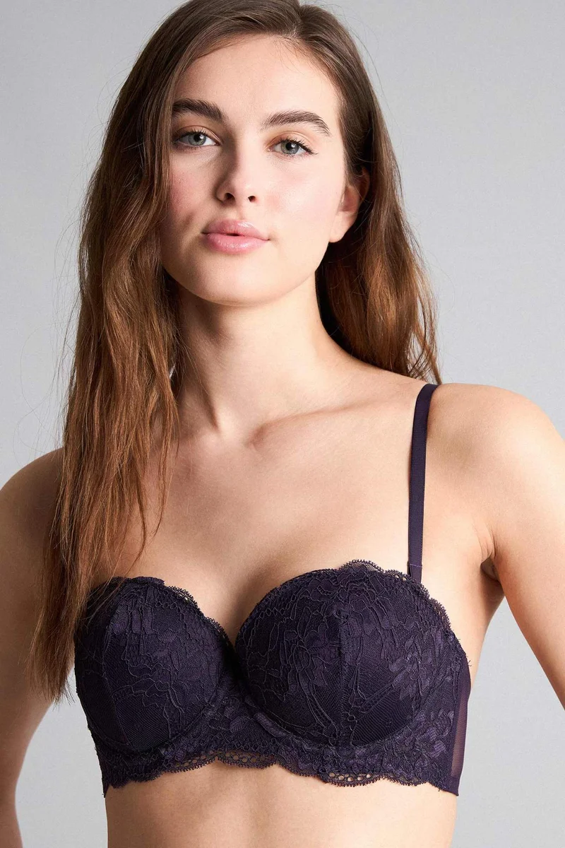 ديفاكتو Lace Detail Half Padded Strapless Bra