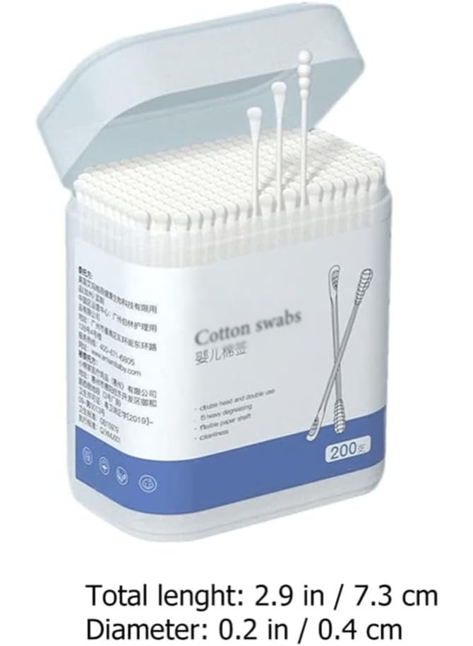 Cotton Buds, 400Pcs Baby Cotton Swabs, Ear Cleaners,, Made of Safe Cotton,  Shedding 3 Headed Design for Ear, Beauty Care, Cleaning - Image 2