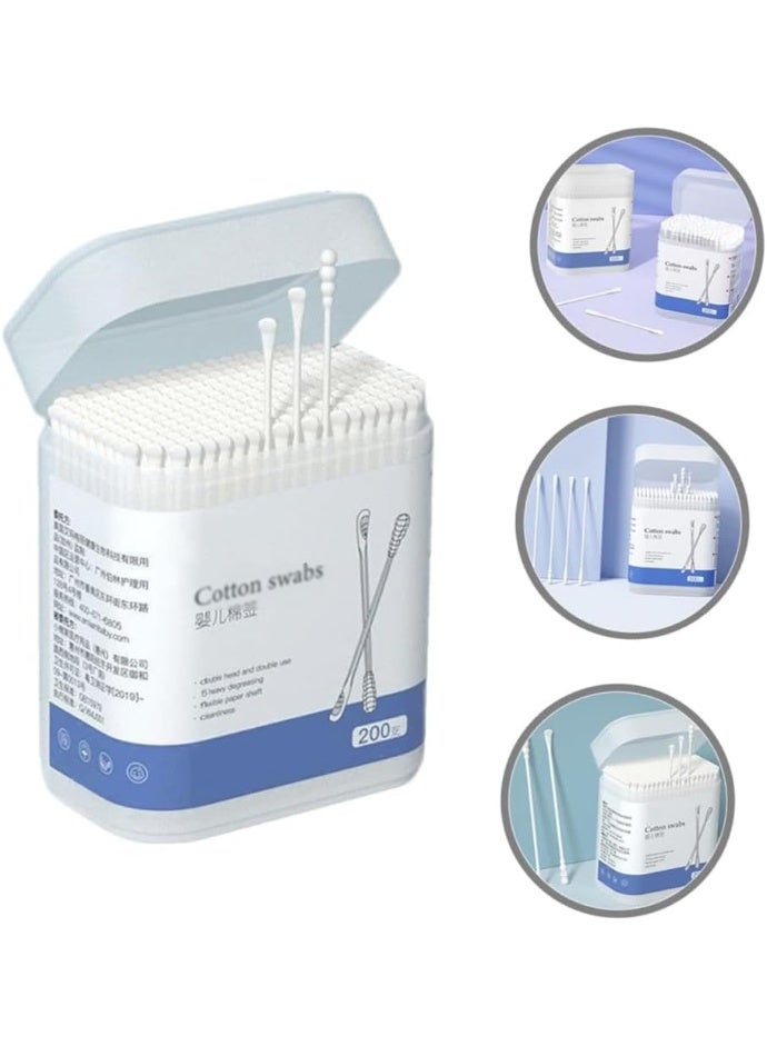 Cotton Buds, 400Pcs Baby Cotton Swabs, Ear Cleaners,, Made of Safe Cotton,  Shedding 3 Headed Design for Ear, Beauty Care, Cleaning - Image 3
