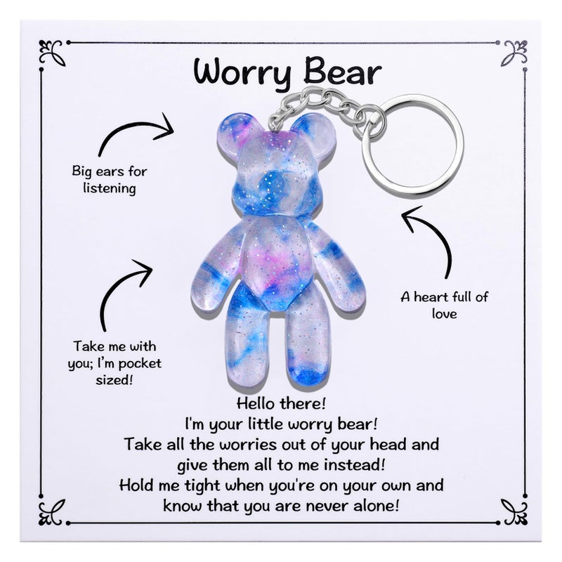 Aesnefe Pocket Worry Bear Hug, Anxiety Relief Keepsake, Mental Health Encouragement Gift, Emotional Support Token, Stress Comfort Gift for Teens & Adults, Light Blue - Image 1