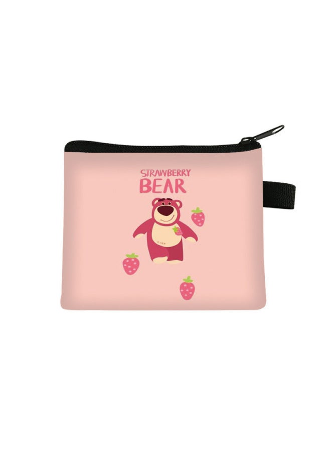 New Strawberry Bear Children's Coin Purse, Large Capacity, Cute Key Card Holder, Student High-end Storage Wallet