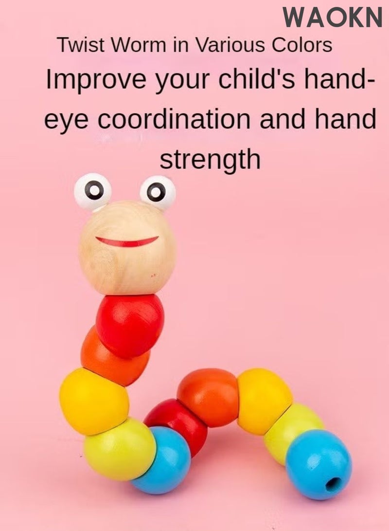 WAOKN 5 Pcs Infant Early Education Toys ，Children's eight-tone piano string clock rainbow tower shape board twisting worm five-piece set baby educational toys,Material safety，Toys For 1 2 3+ Year Old Toddlers. - Image 4