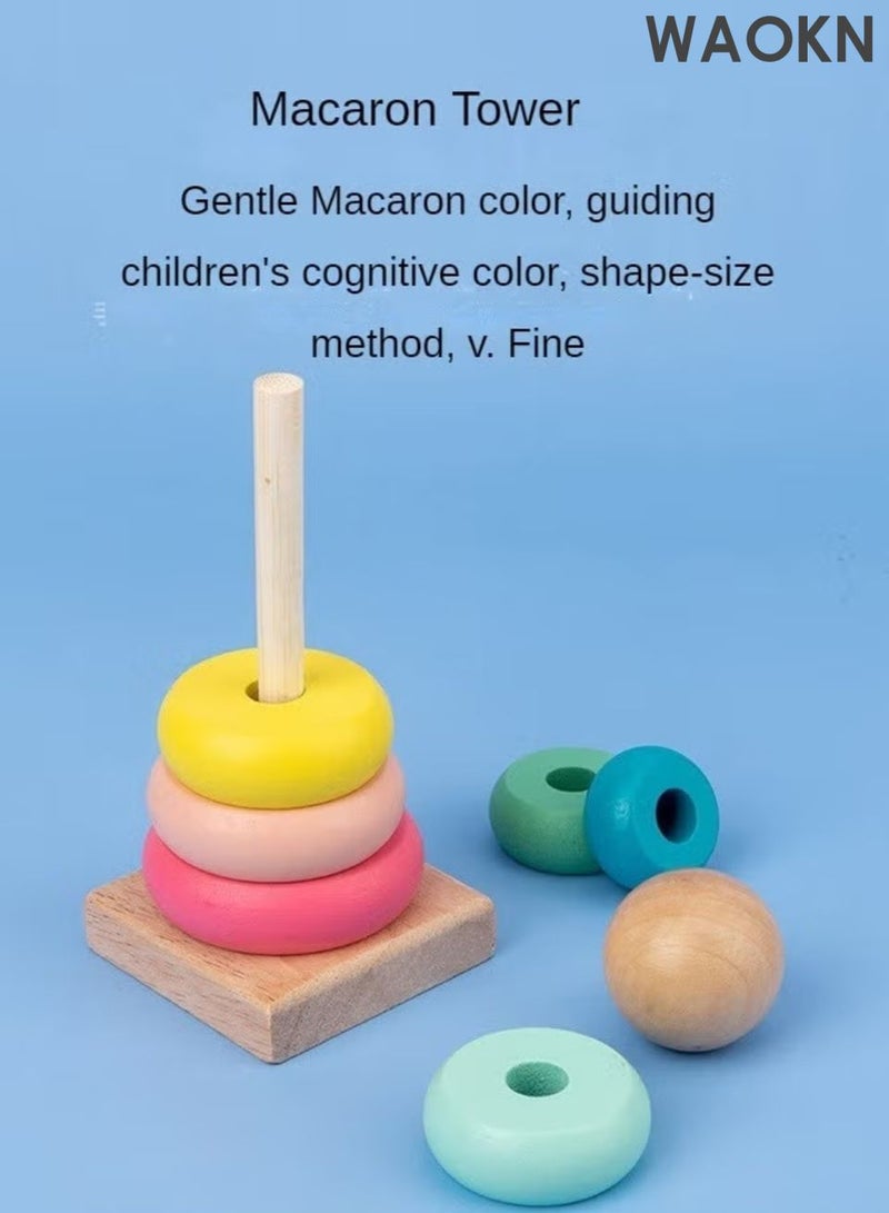 WAOKN 5 Pcs Infant Early Education Toys ，Children's eight-tone piano string clock rainbow tower shape board twisting worm five-piece set baby educational toys,Material safety，Toys For 1 2 3+ Year Old Toddlers. - Image 5