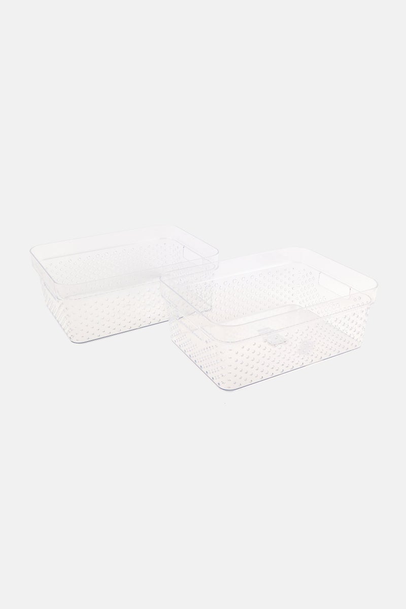 Kenton Grey 2 Piece Set Multi Purpose Storage Bin, Transparent - Image 2