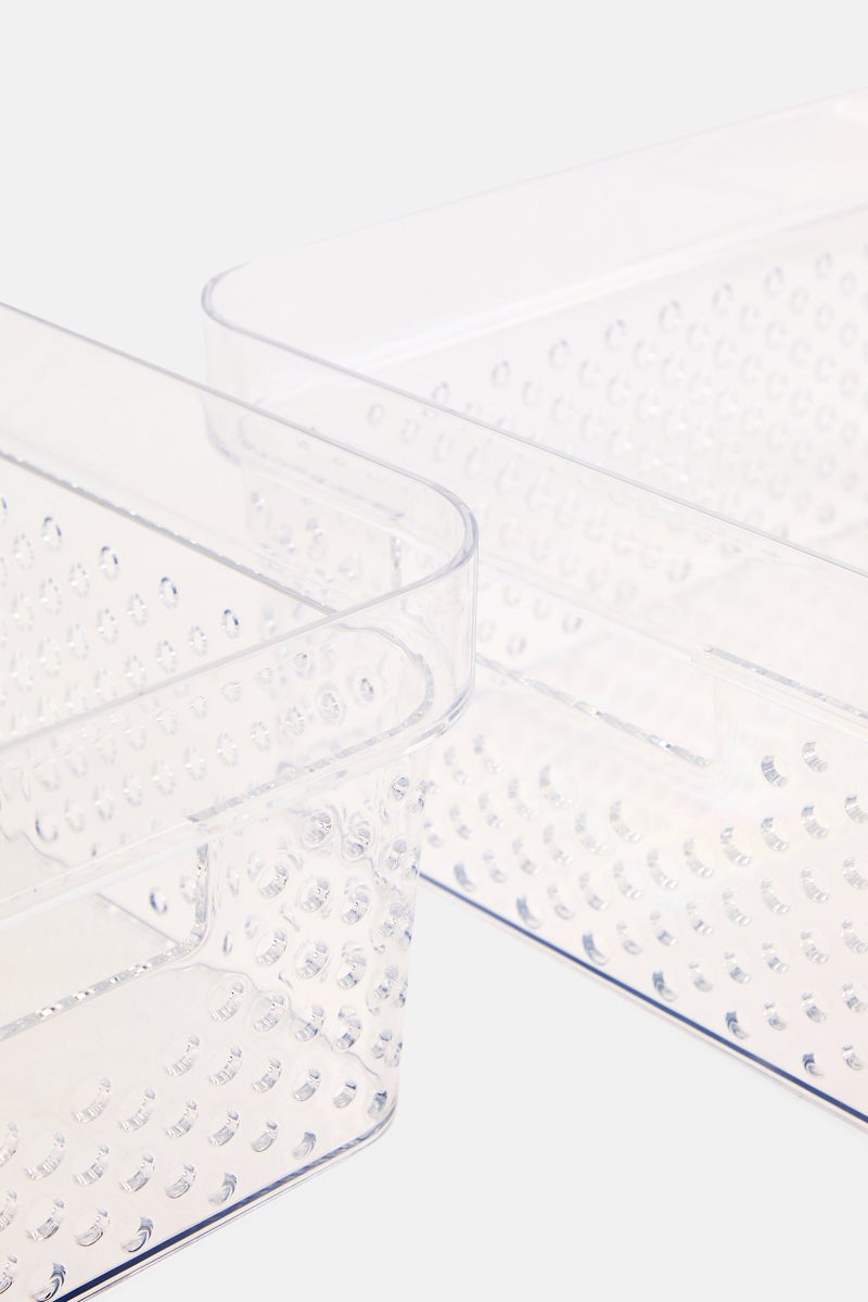 Kenton Grey 2 Piece Set Multi Purpose Storage Bin, Transparent - Image 3