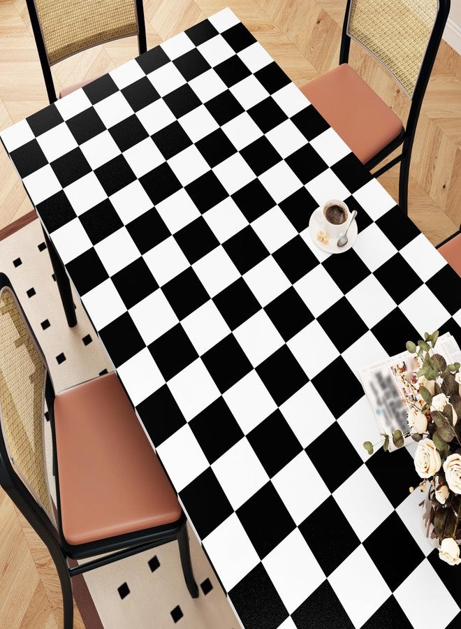 Wallercity Checkered Peel and Stick Wallpaper for Kitchen Countertops Waterproof Black and White Mosaic Contact Paper for Cabinets Tables Vinyl Self Adhesive Lattice Wallpapers for Walls 15.8''x78.7'' - Image 4