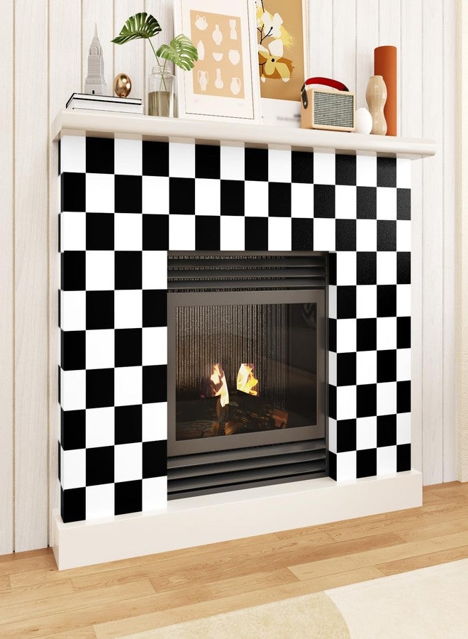 Wallercity Checkered Peel and Stick Wallpaper for Kitchen Countertops Waterproof Black and White Mosaic Contact Paper for Cabinets Tables Vinyl Self Adhesive Lattice Wallpapers for Walls 15.8''x78.7'' - Image 5
