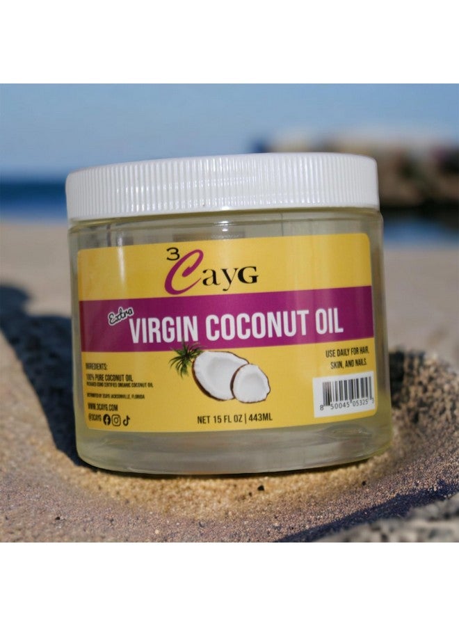 3CayG 15Oz Extra Virgin Coconut Oil For Softer Skin Hair Growth And Nailcare - Image 2