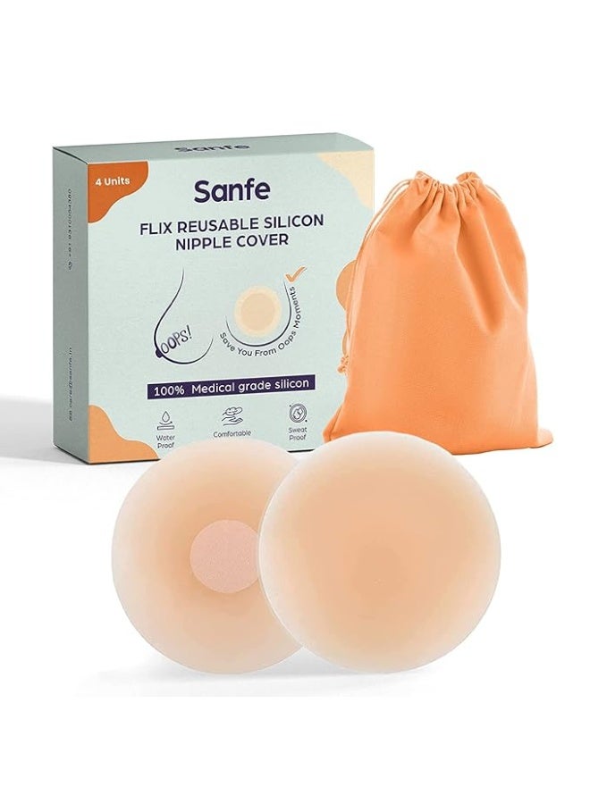 Sanfe Flix Reusable Silicone Nipple Cover - 4 Pieces | 10 Times Reusable - Image 1