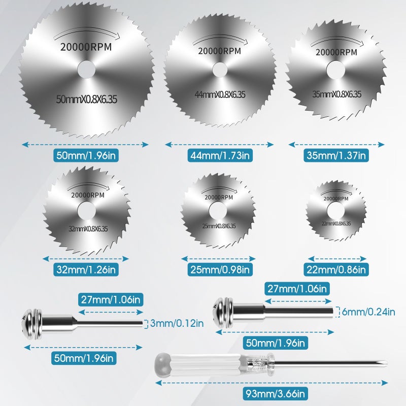AUUTI 9pcs Drill Cutting Wheel and Saw Bit Set - 1/4 Inch Hex Shank Rotary Tool Attachment for Metal, Wood, Plastic - Image 2