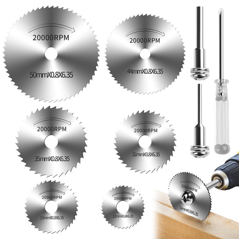 AUUTI 9pcs Drill Cutting Wheel and Saw Bit Set - 1/4 Inch Hex Shank Rotary Tool Attachment for Metal, Wood, Plastic - Image 1