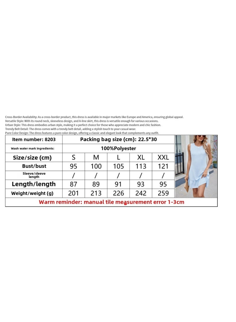 Spring And Summer New Solid Color Round Neck Sleeveless Backless Lace-up Dress - Image 5
