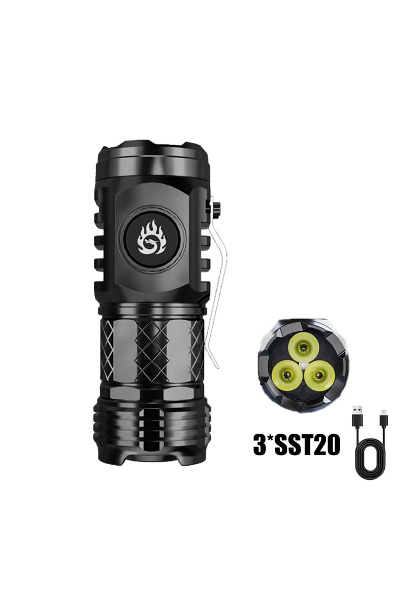 2000LM 1PCS High Quality 3*SST20 LED Flashlight Built-in Battery USB Rechargeable Pen Clip Head Flas