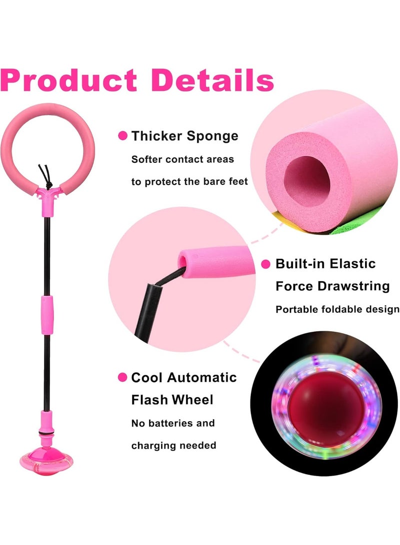 HALAMODO Foldable Bouncy Ball With Flashing Lights , Jump Ring Hoop Ankle Toss Ball , Portable Foldable Colorful Flash Wheel Swing Ball, Skip Ball, Fitness Toy For Kids Girls Adults , Portable Collapsible Design Outdoor Indoor Sports Equipment - Image 3