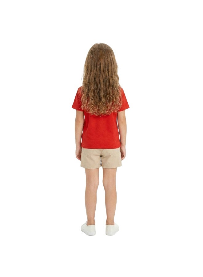بيداني Girls Stitch Alien Cartoon  T-Shirt-Red - Image 2