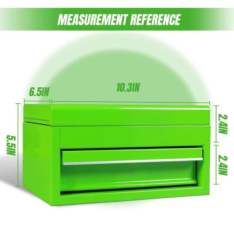 Torin APBT701GB 10" Mini Portable Steel Tool Box with drawer,Small Metal Tool Chest for Garage,Home or Workbench,Green - Image 2