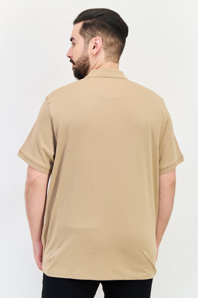 Celio Men Regular Fit Plain Short Sleeves Polo Shirt, Dark Beige - Image 3