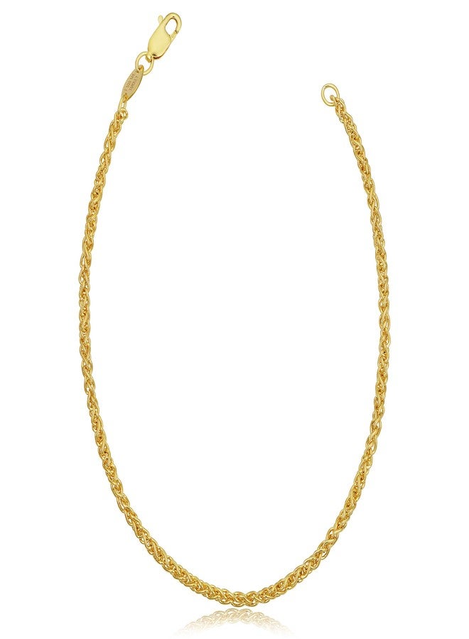 Kooljewelry 14k Yellow Gold Filled 2.5 mm Round Wheat Chain Bracelet (8.5 inch) - Image 1