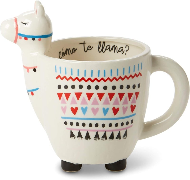 VOTUM Animal-Shaped Llama Coffee Mug, Ceramic, White, 18 fl. oz. Capacity - Handmade, Adorable Tea Cup with Llama Head, Hooves, Printed Como Te Llama Writing - Premium Coffee Gifts for Women, Men - Image 1