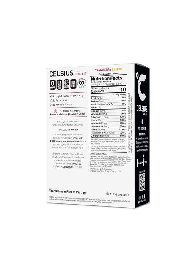 CELSIUS مشروب الطاقة بنكهة التوت البري والليمون، خالي من السكر (14 عود في العبوة) - Image 2