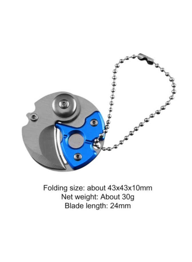 ارواق سكين صغير محمول قابل للطي للعملات المعدنية EDC أداة حمل جيب صغير سلسلة مفاتيح معلقة بقاء في الهواء الطلق أزرق - Image 1