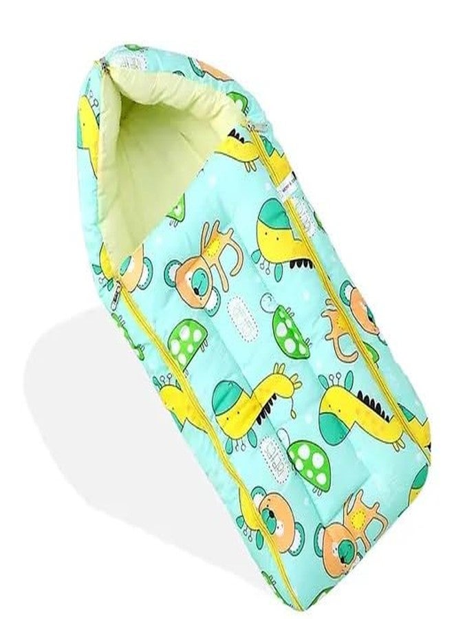 FILLOXY Baby Sleeping Bag in Muslin Cotton Material for Newborns | Soft & Skin Friendly Wrapper Lightweight Cushioned Infant Sack Easy to Carry Wash 0-6 Months (Caterpillar Green) - Image 1