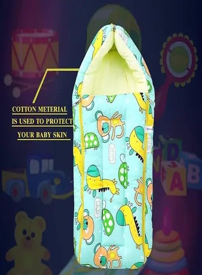 FILLOXY Baby Sleeping Bag in Muslin Cotton Material for Newborns | Soft & Skin Friendly Wrapper Lightweight Cushioned Infant Sack Easy to Carry Wash 0-6 Months (Caterpillar Green) - Image 3