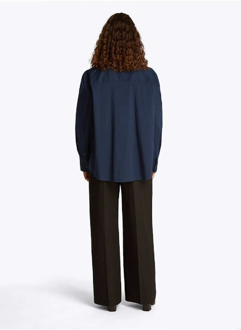 TOMMY HILFIGER Women's Regular Fit Poplin Shirt - Cotton Blend, Blue  - Image 4
