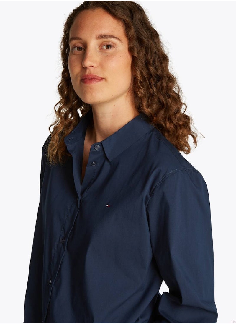 TOMMY HILFIGER Women's Regular Fit Poplin Shirt - Cotton Blend, Blue  - Image 5
