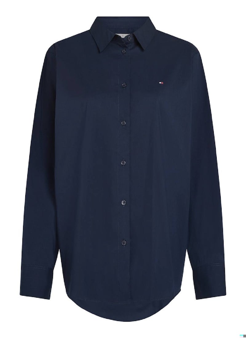 TOMMY HILFIGER Women's Regular Fit Poplin Shirt - Cotton Blend, Blue  - Image 2