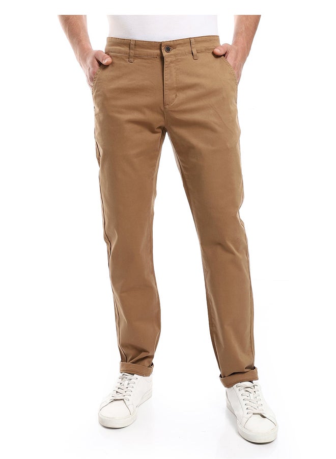 Andora Straight Fit Gabardine Pants With Side Pockets - Image 2