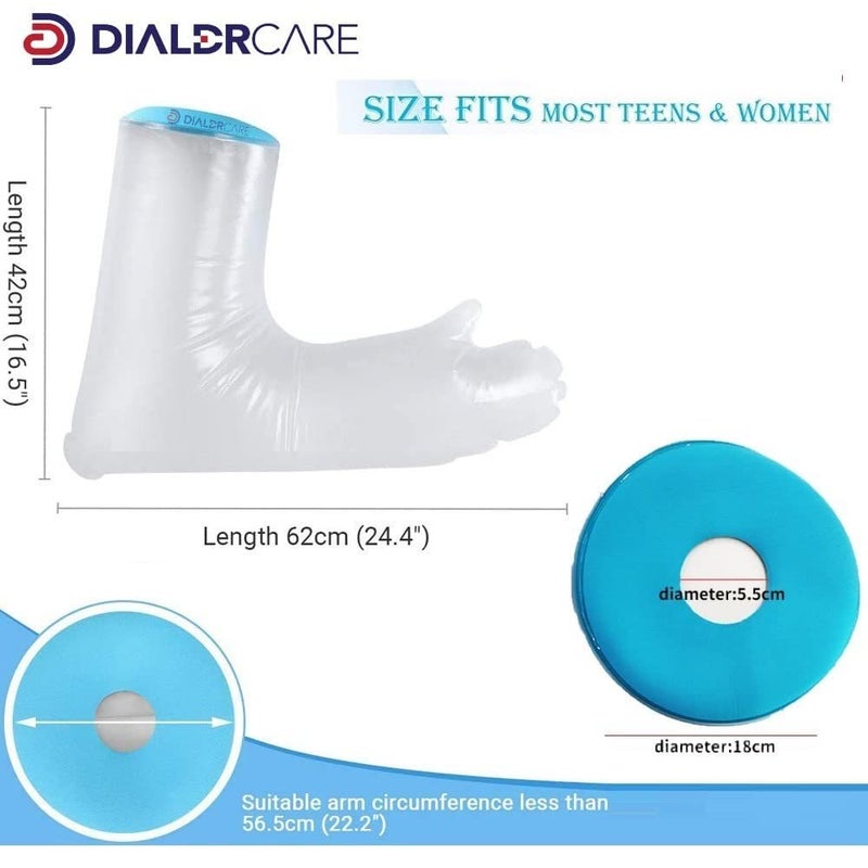 DIALDRCARE غطاء جبيرة مقاوم للماء للبالغين قابل لإعادة الاستخدام ضمادات واقية جافة للاستحمام (حامي جبيرة اليد الطويلة) - Image 2