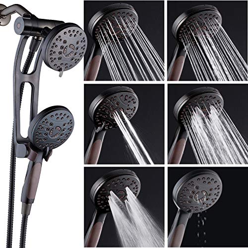 AquaSpa High Pressure 48-mode Luxury 3-way Combo with Adjustable Extension Arm – Dual Rain & Handheld Shower Head – Extra Long 6 Foot Stainless Steel Hose – All Oil Rubbed Bronze Finish – Top US Brand - Image 4