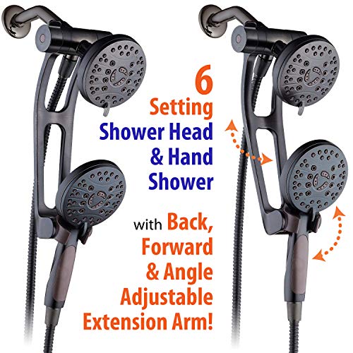 AquaSpa High Pressure 48-mode Luxury 3-way Combo with Adjustable Extension Arm – Dual Rain & Handheld Shower Head – Extra Long 6 Foot Stainless Steel Hose – All Oil Rubbed Bronze Finish – Top US Brand - Image 5