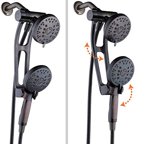 AquaSpa High Pressure 48-mode Luxury 3-way Combo with Adjustable Extension Arm – Dual Rain & Handheld Shower Head – Extra Long 6 Foot Stainless Steel Hose – All Oil Rubbed Bronze Finish – Top US Brand - Image 1
